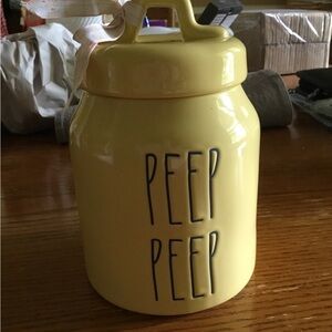 Rae Dunn Ceramic Yellow Peep Peep Canister Cookie Candy Jar 6.5" Easter